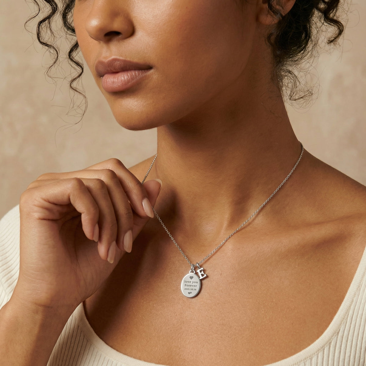 January Carnation & Garnet Initial Necklace SN042