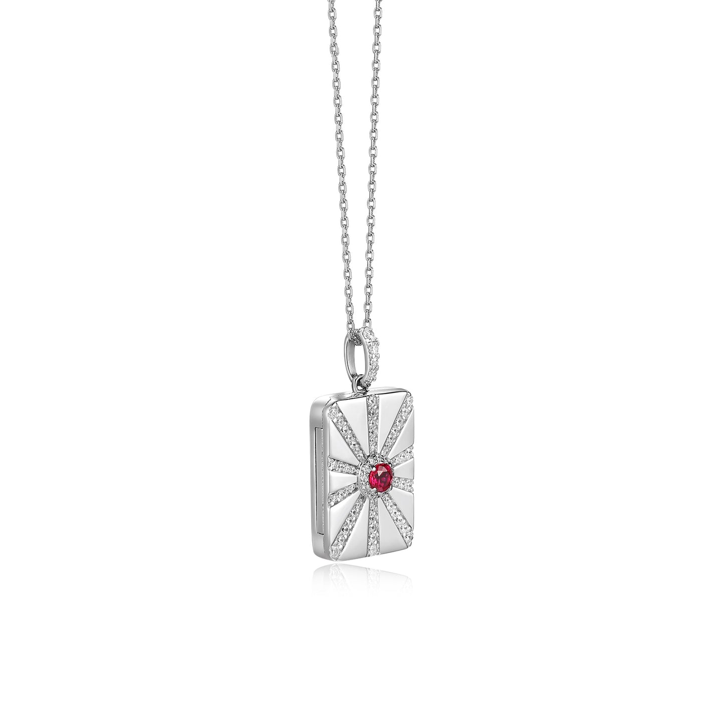 Rhodium Plated Modern Ray Locket SN013BR (Brass)