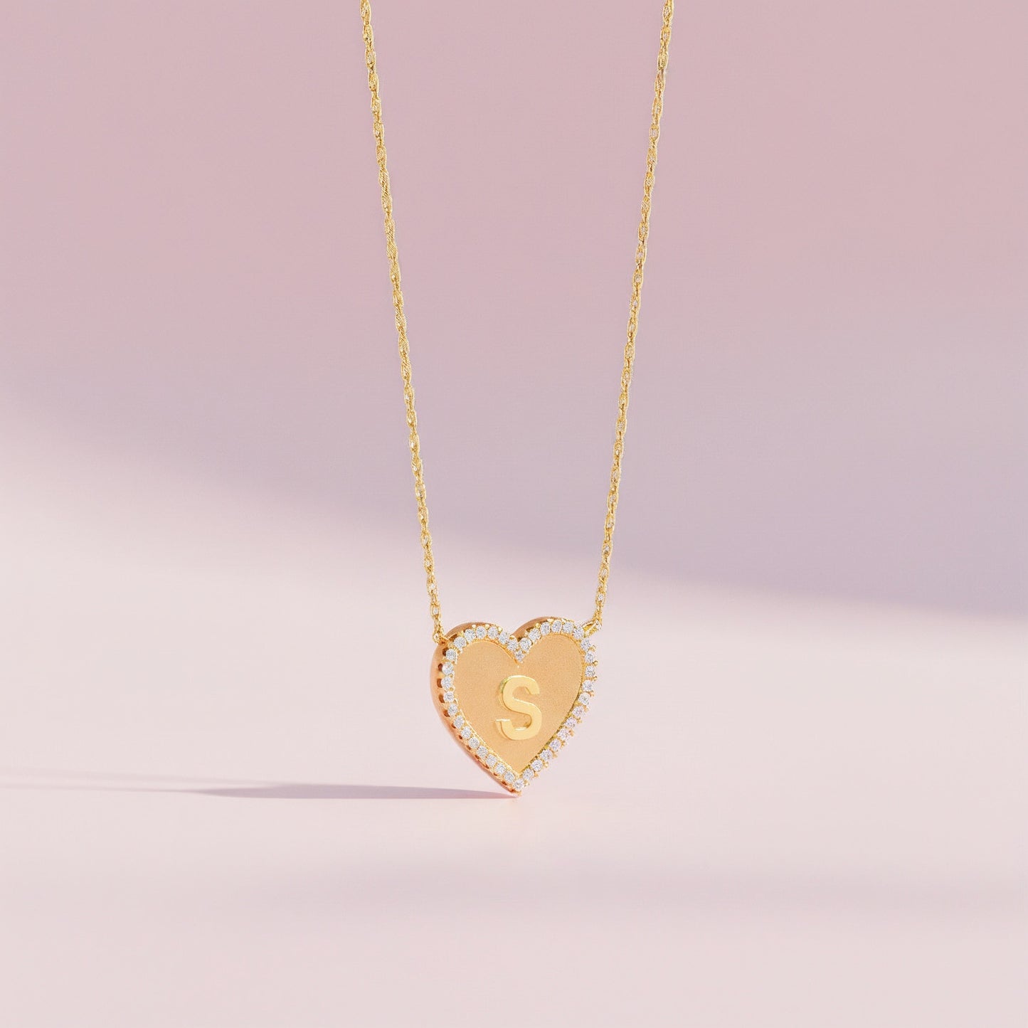 18k Gold Plated Silver Heart Initial Necklace AW24N003G