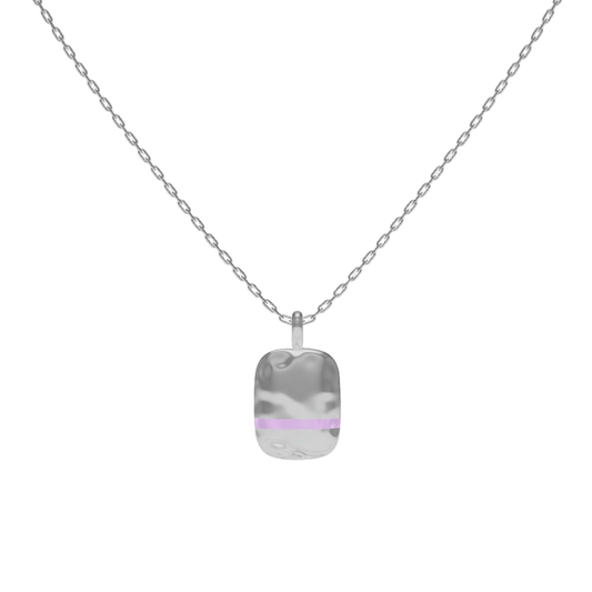 Rhodium Plated Rectangle SoulPrint Enamel Necklace SN044 (Brass)