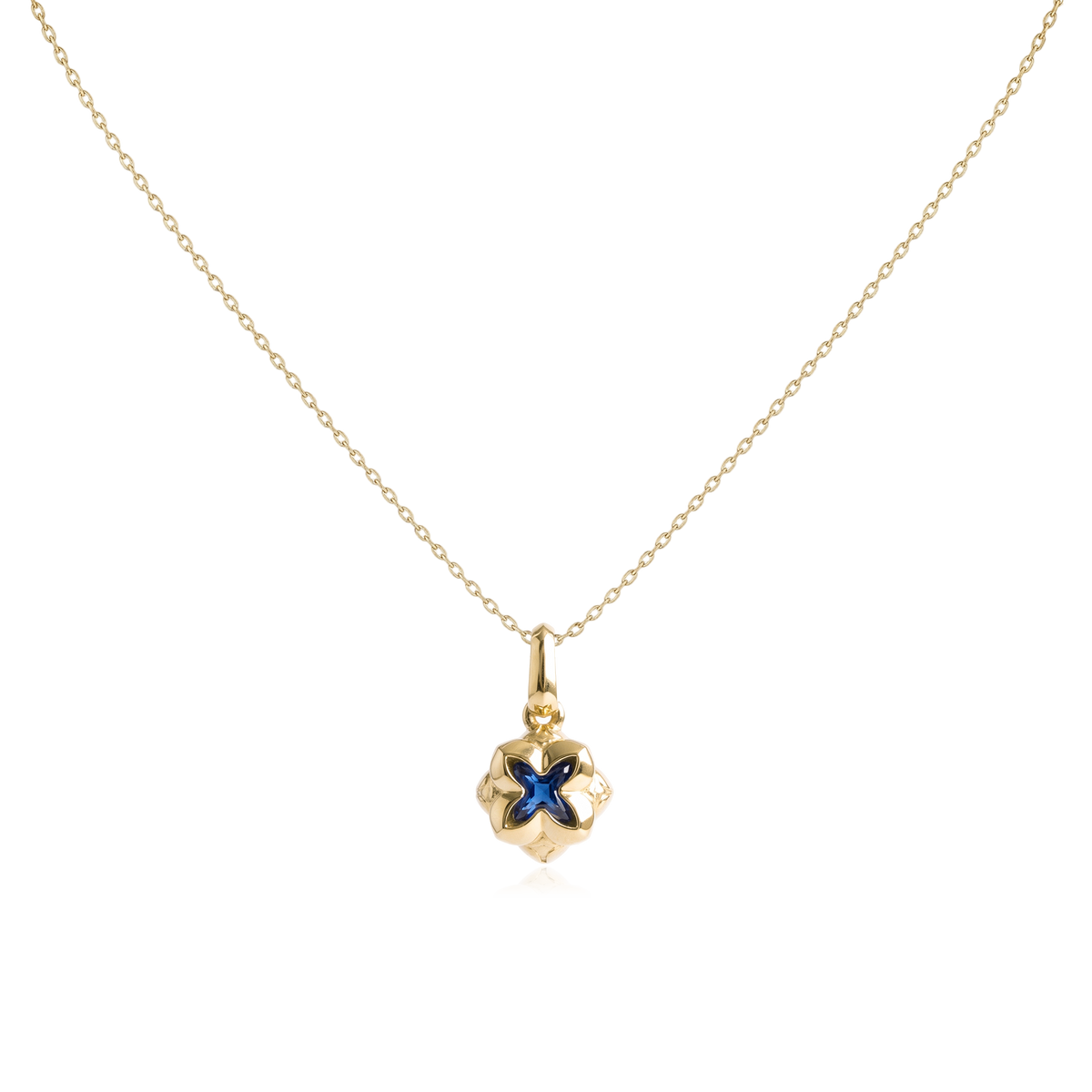 Interchangeable Gem Charm Necklace in 10K Gold KN002