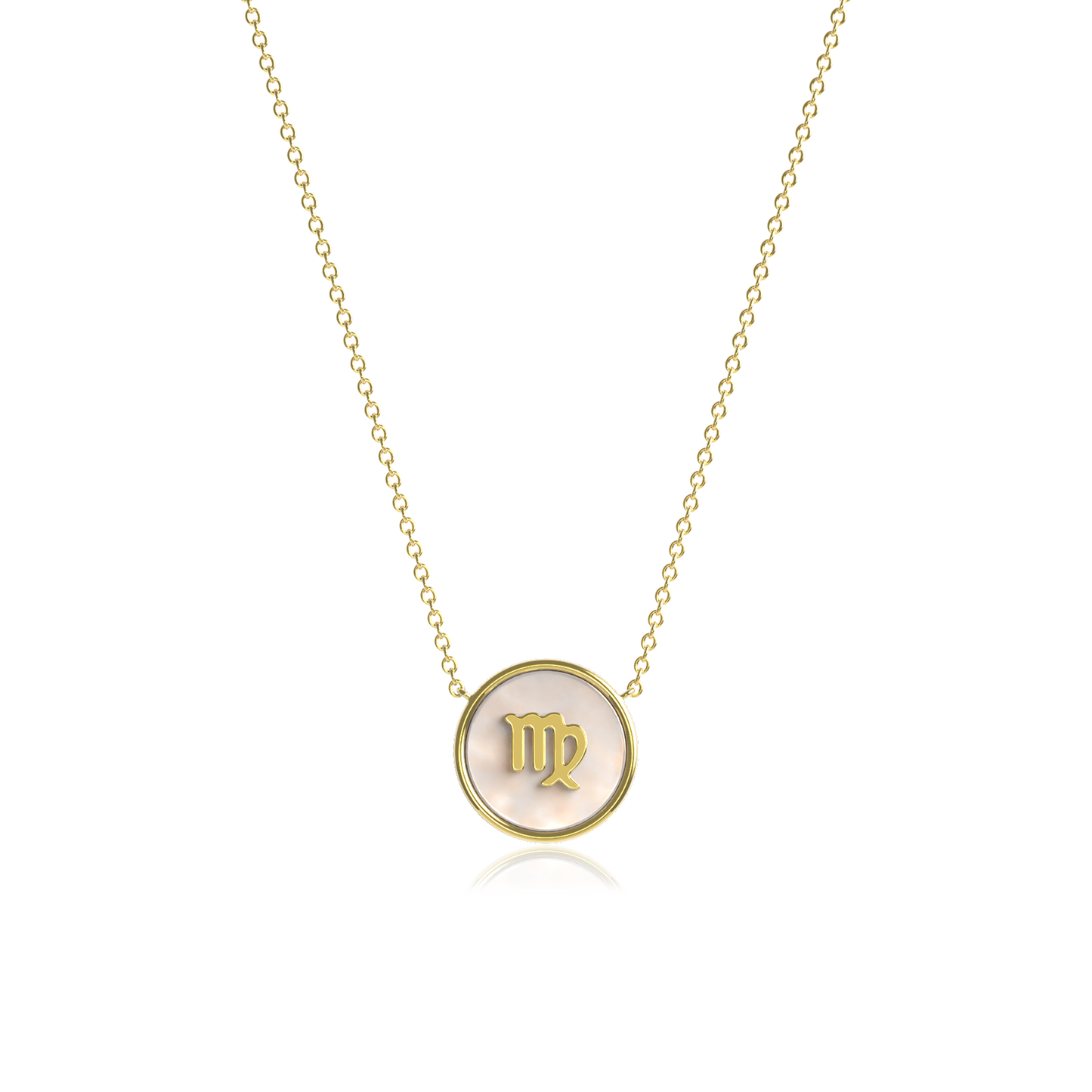 18k Gold Plated Silver Pearl Zodiac Necklace SS25N002G (Quick Ship)