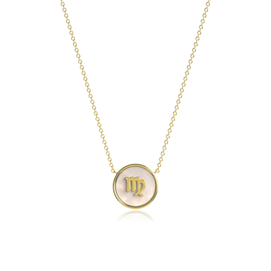 18k Gold Plated Silver Pearl Zodiac Necklace SS25N002G