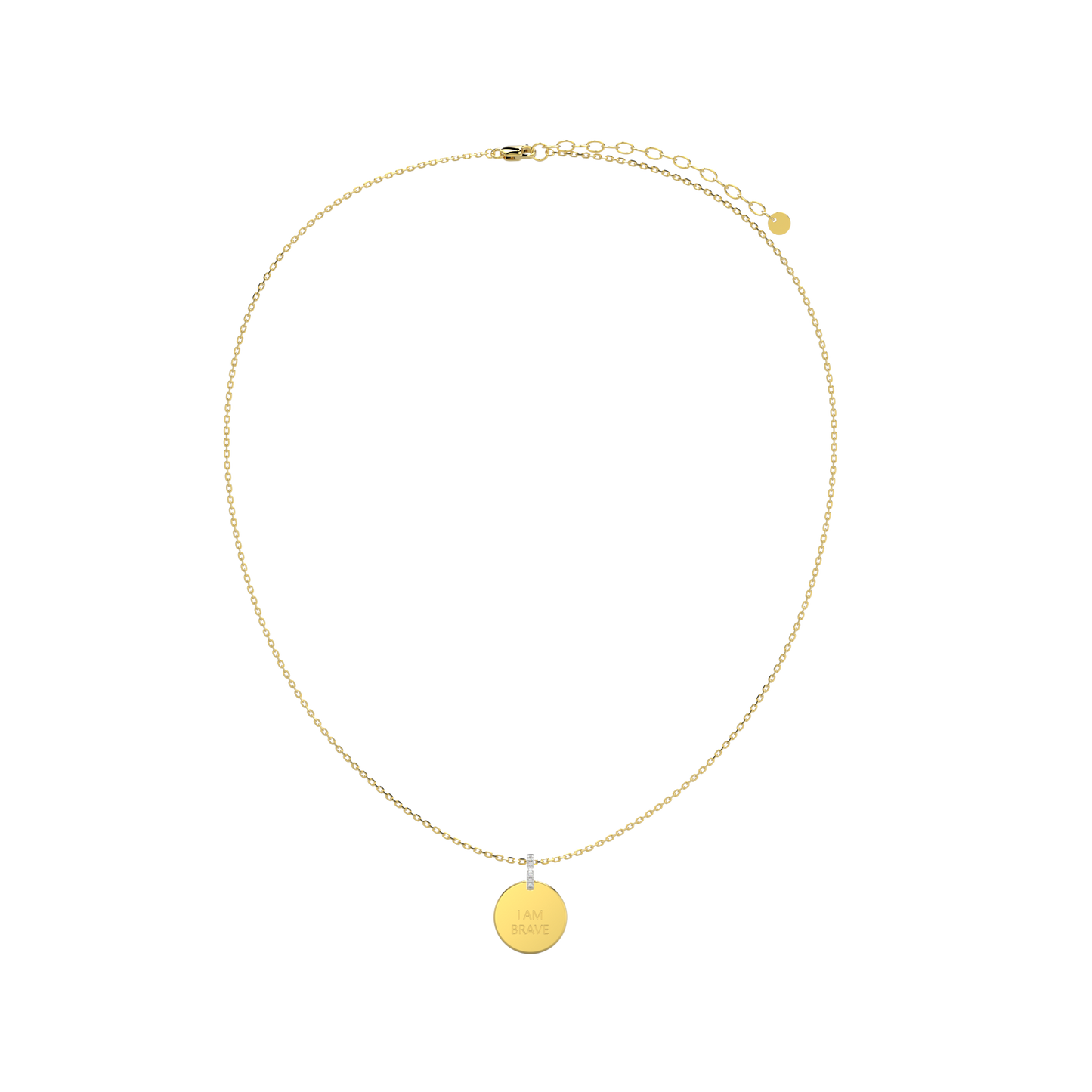 18K Gold Plated Silver Round Engravable Necklace SS25N001R