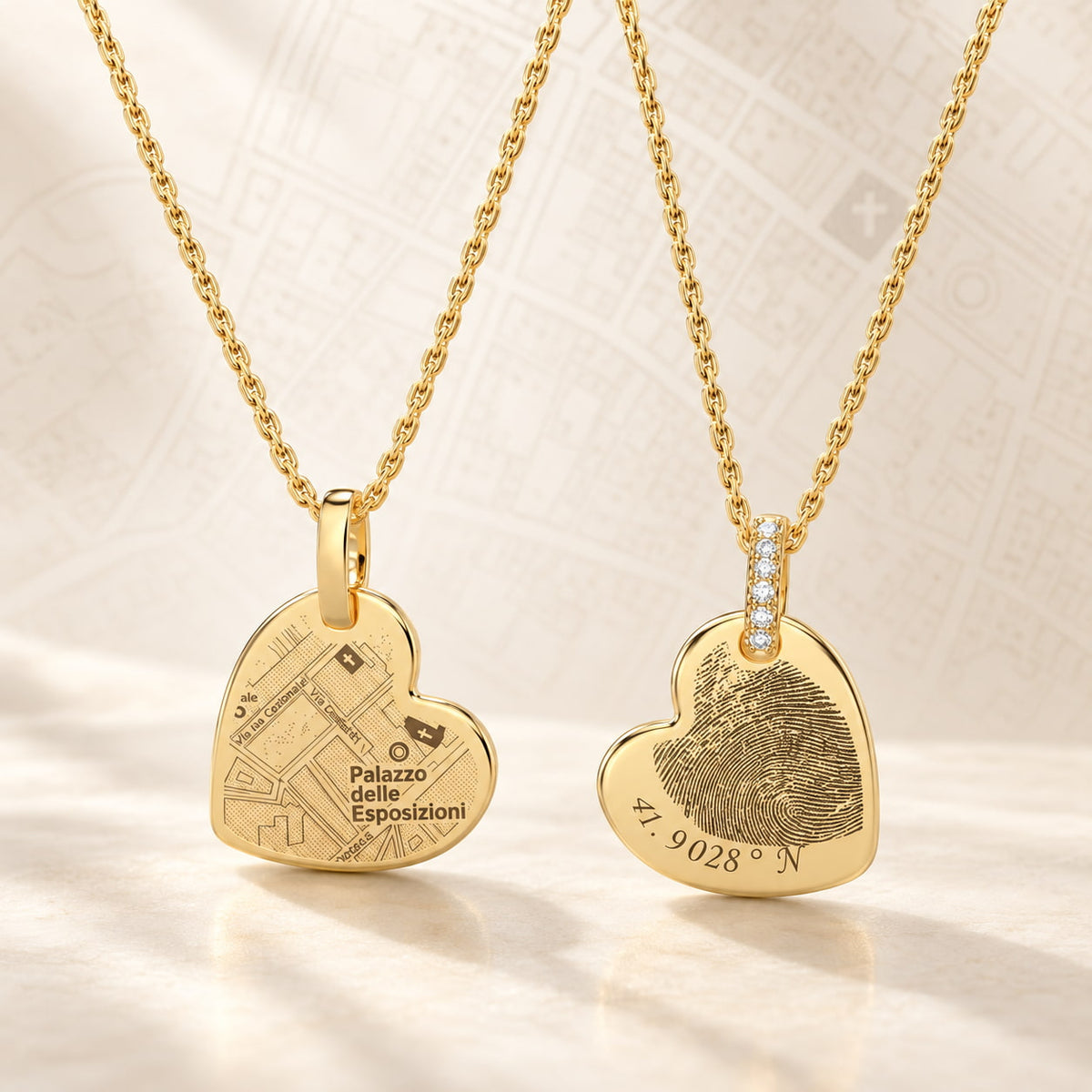 18K Gold Plated Silver Heart Engravable Necklace SS25N001MAP