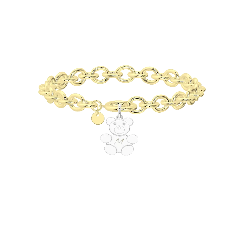 Teddy Family Bracelet in 2 Tunes Color SB008BRF (Brass)