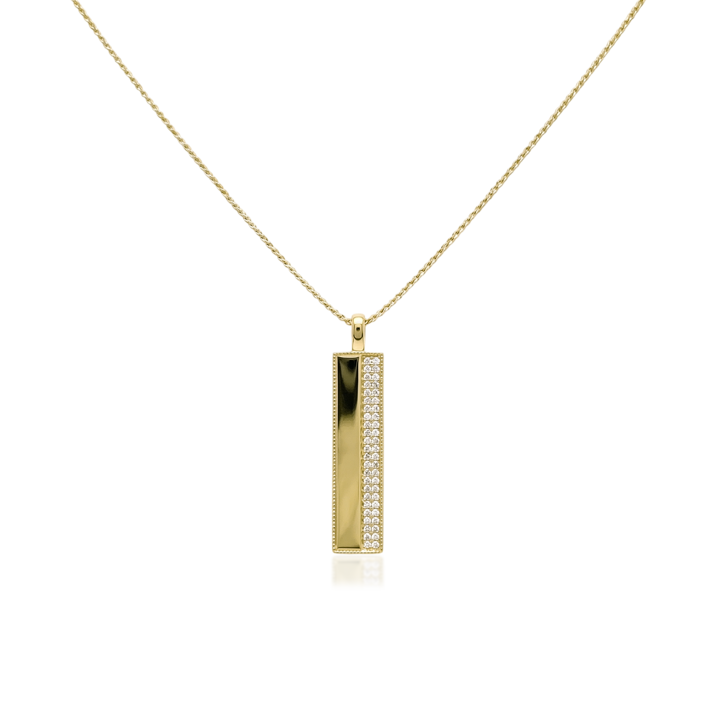 Gold plated Beaded-Edge Rectangular Necklace  SN045