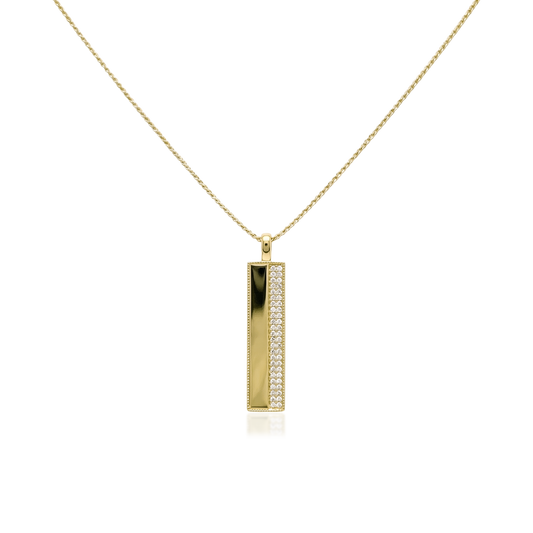 Gold plated Beaded-Edge Rectangular Necklace  SN045