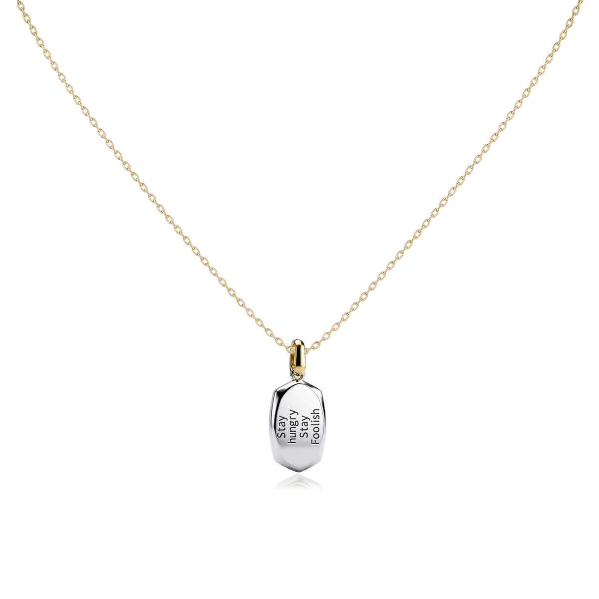 Engraved Charm Necklace in Silver and 10K Gold KN002