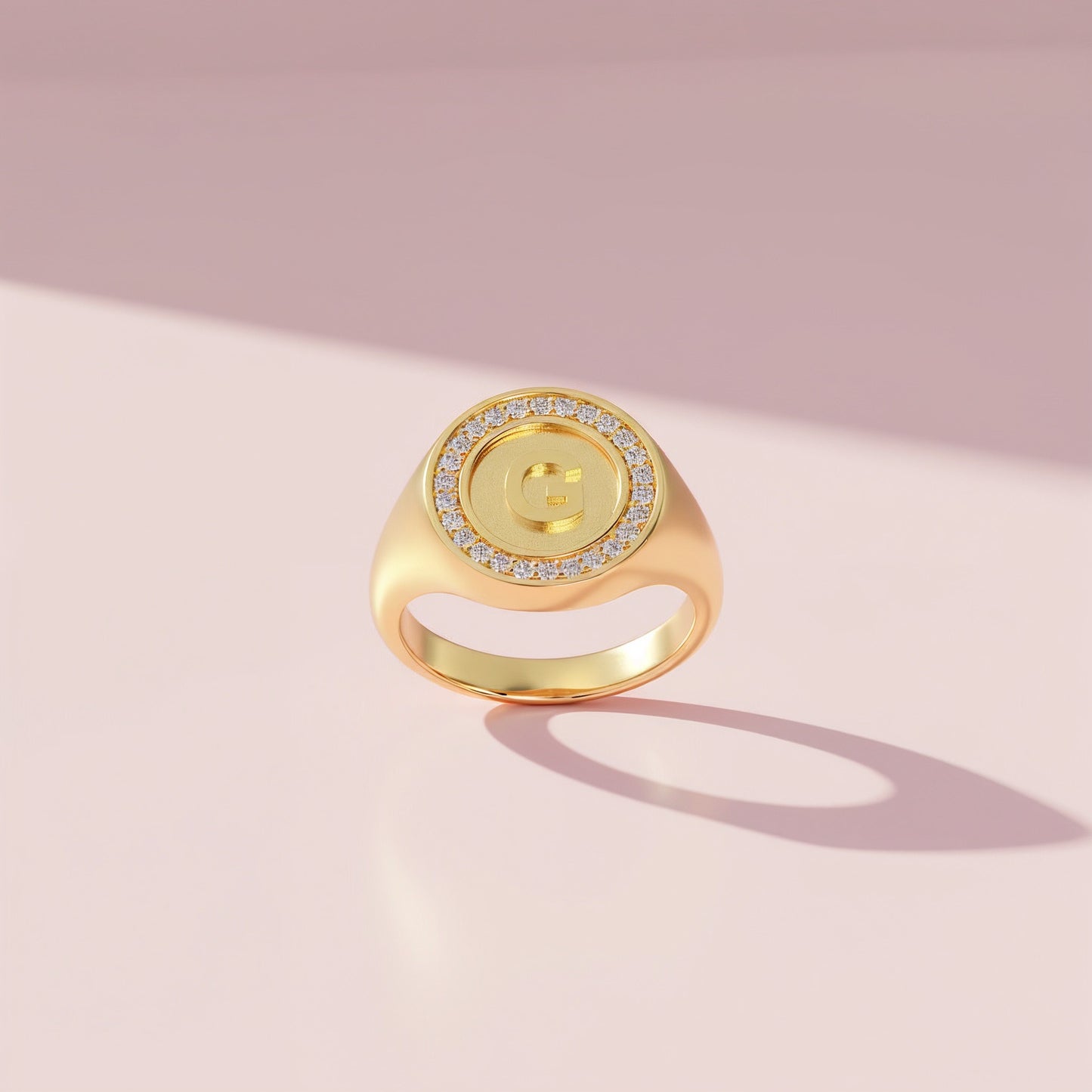 18K Gold Plated Silver Monogram Initial Ring SS25R001G