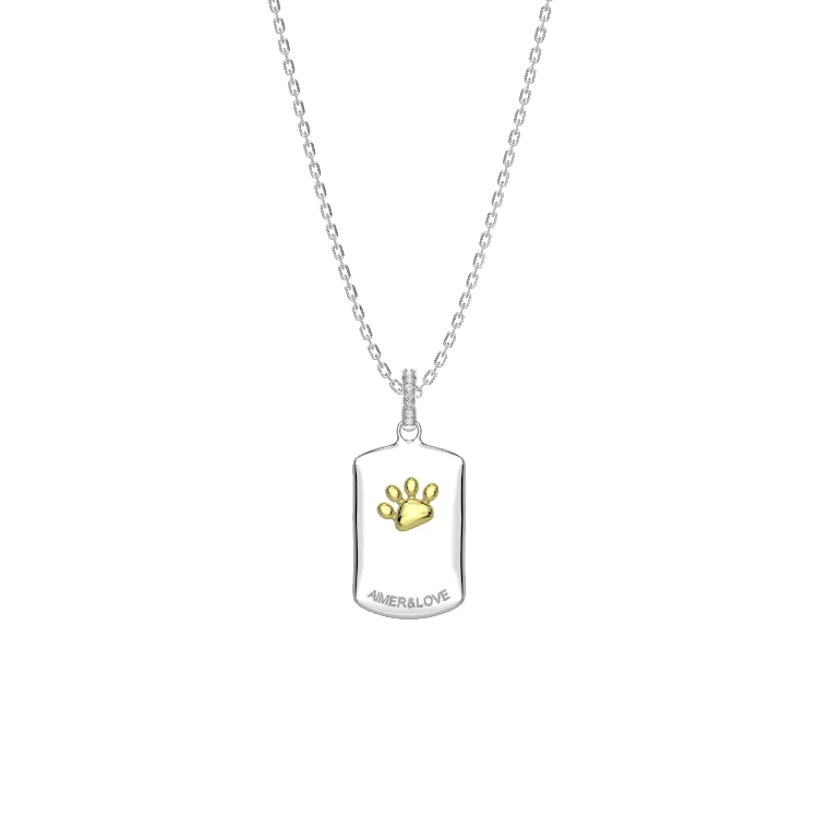 Double-Sided Custom Paw Squircle Necklace AW24N005S