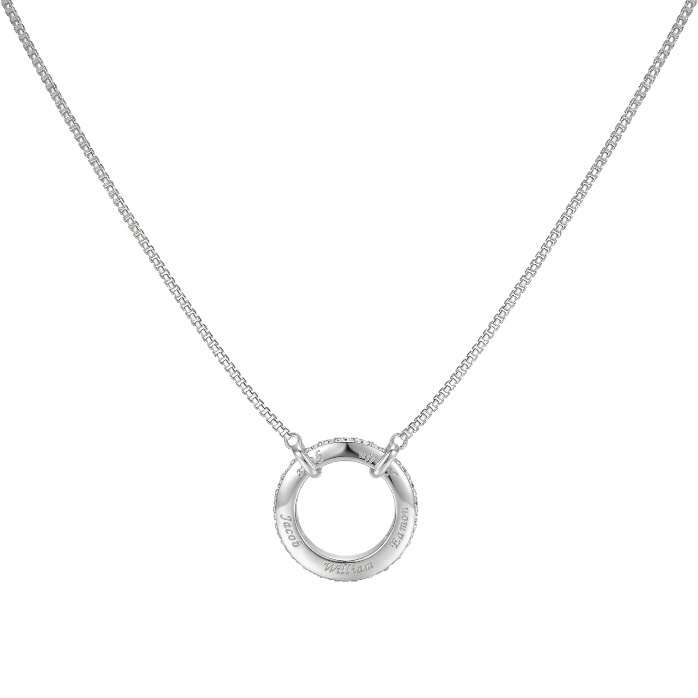 Circle of Love-March Birthstone Family Engraving Necklace SN041CARD (Personalized Note Jewelry)
