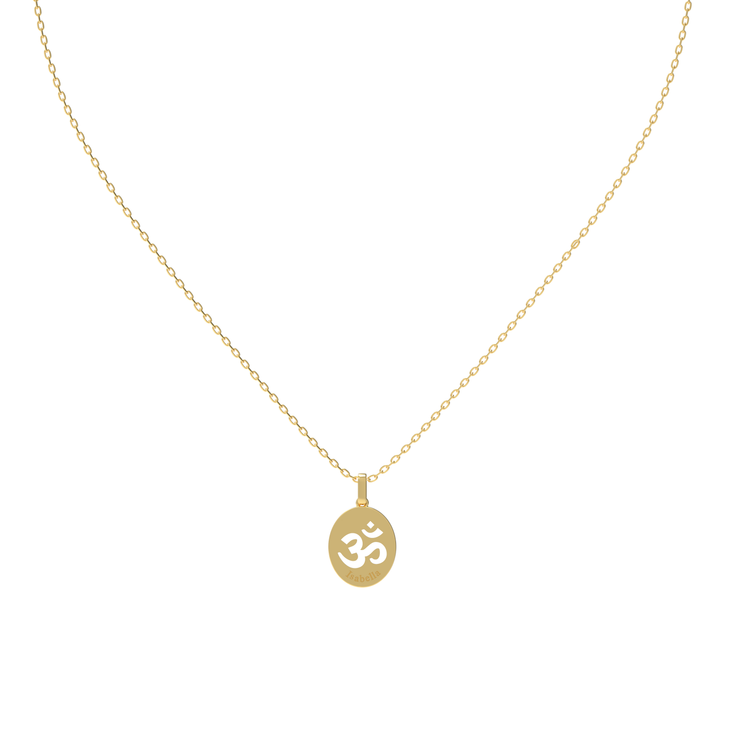 Yellow Gold Oval Tag Pendant KN001C Hebrew Lettering