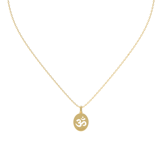 Yellow Gold Oval Tag Pendant KN001C Hebrew Lettering