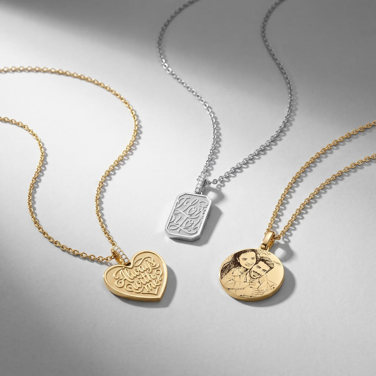 Personalized Heart Relief Message Necklace Silver SN055
