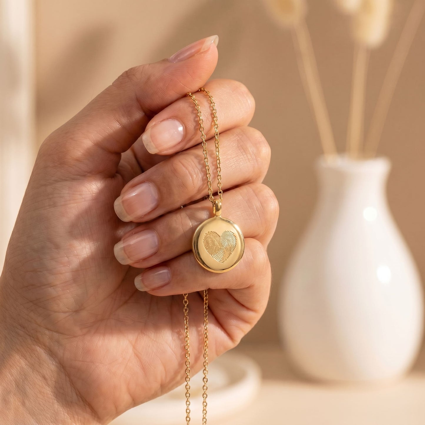 Gold Plated Round SoulPrint Enamel Necklace