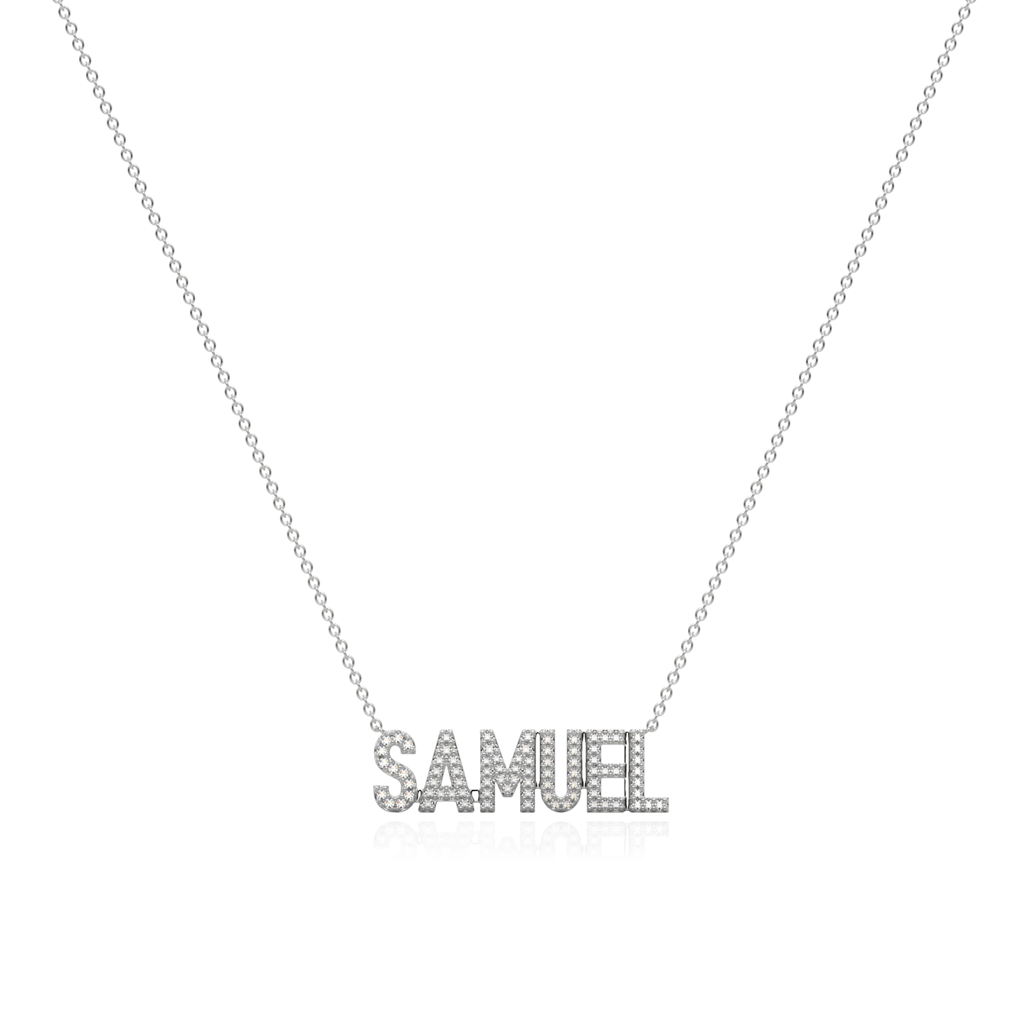 SAMUEL Rhodium Plated Silver Signature name necklace AW24N002R