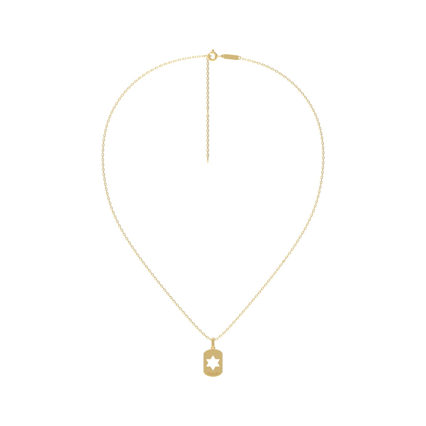 Yellow Gold Dog Tag Pendant KN001B Hebrew Lettering
