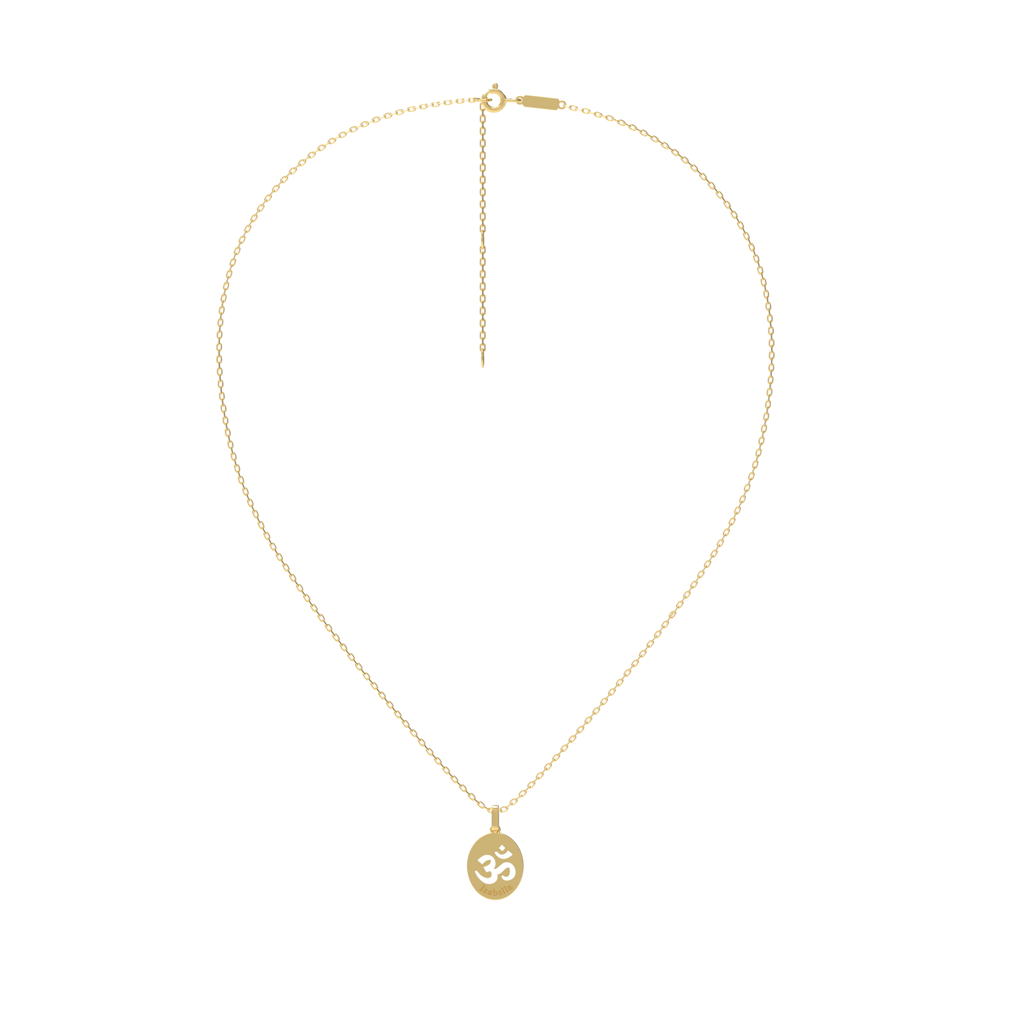 Yellow Gold Oval Tag Pendant KN001C Hebrew Lettering