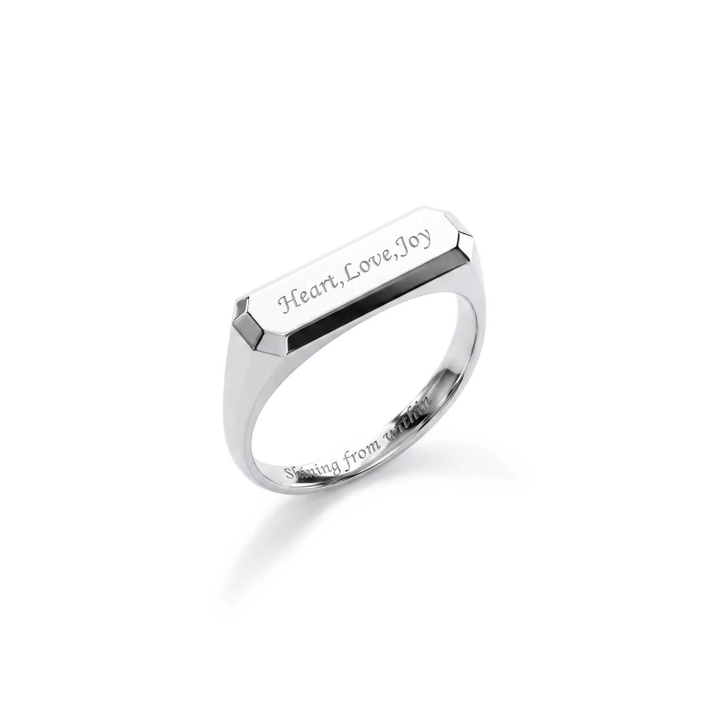 Rhodium Plated LoveStamp Classic Signet Ring SR011 (Brass)