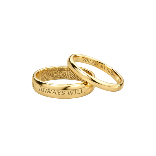 Fingerprint‑Engraved Couple Rings Silver SR013