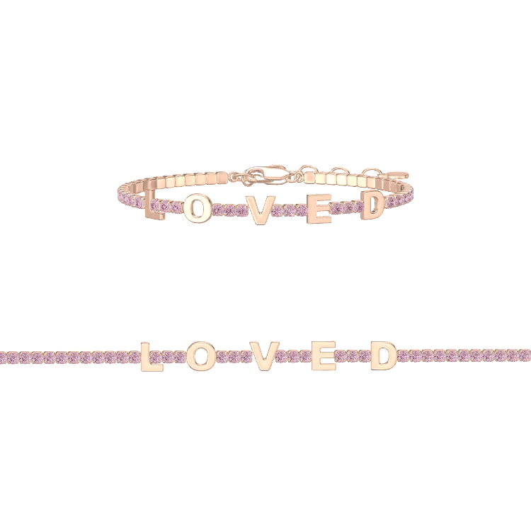Morganite Birthstone Tennis Bracelet 18K Rose Gold SB001A