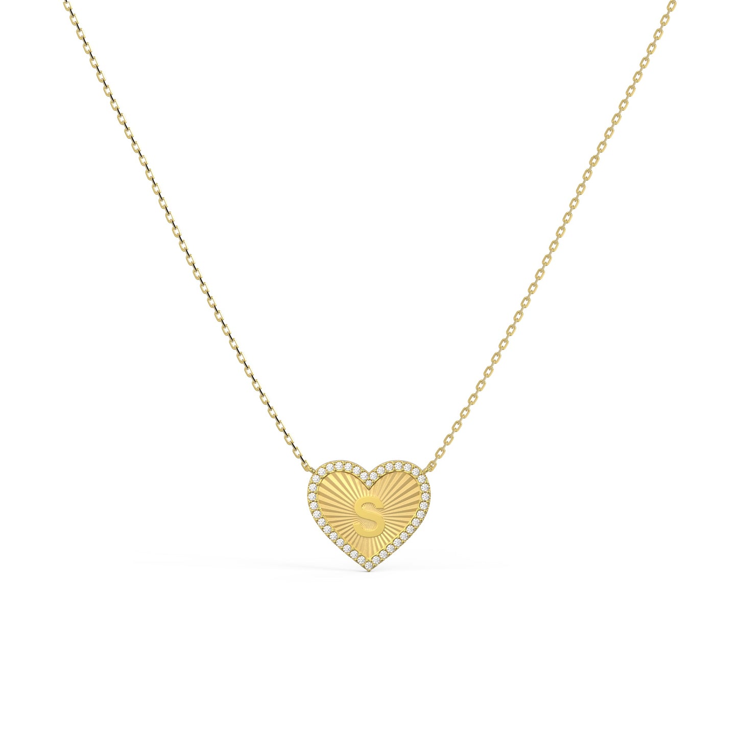18k Gold Plate Heart Initial Necklace（Pleated）AW24N008A