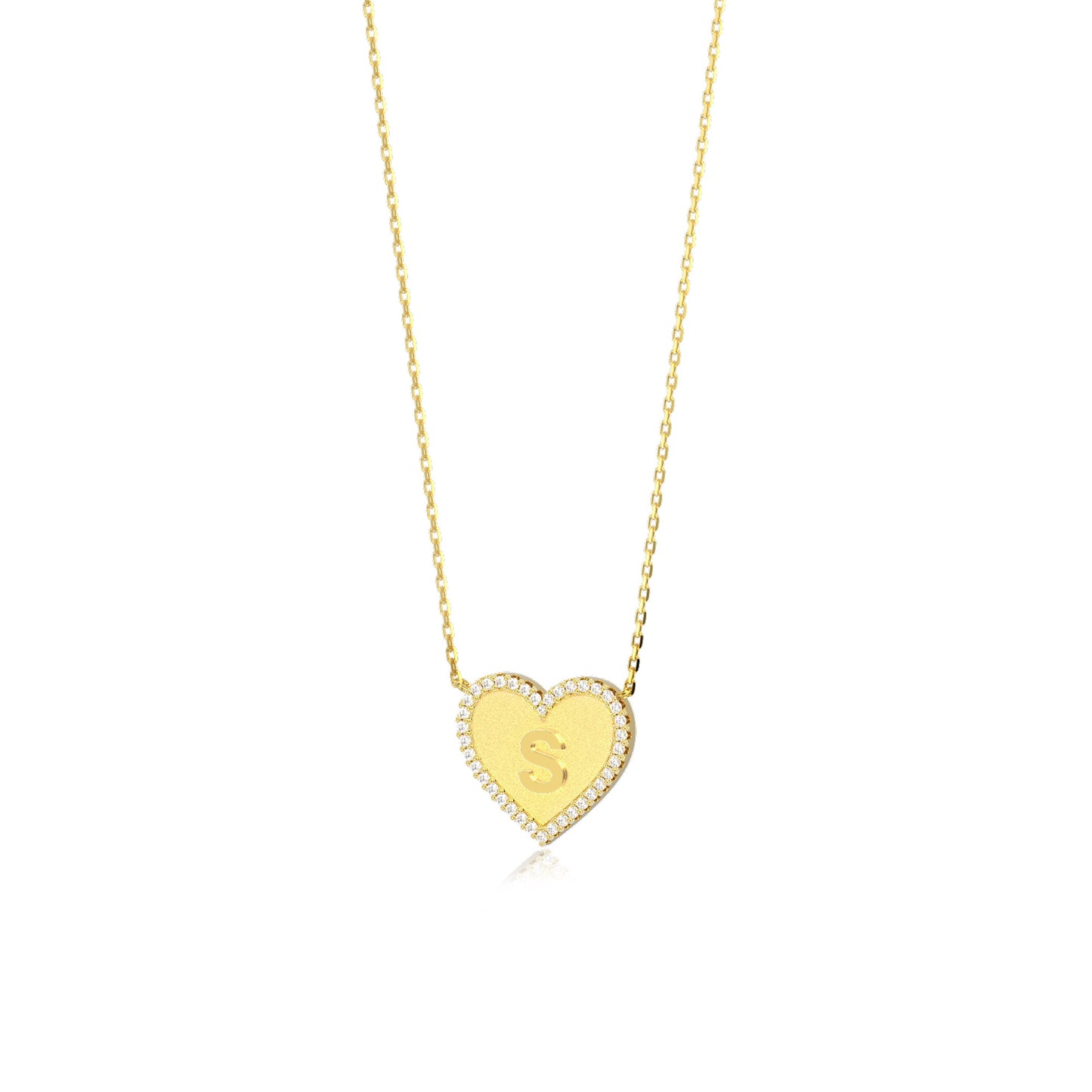 18k Gold Plated Silver Heart Initial Necklace AW24N003G