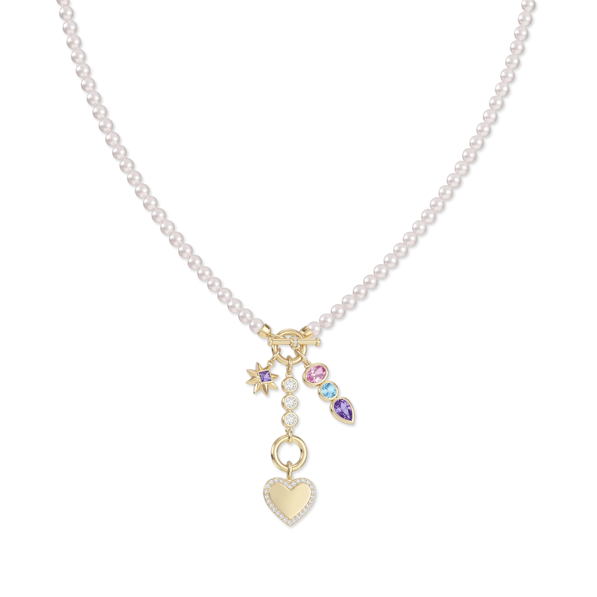 18K Gold Plated 4 Charms Necklace SN050