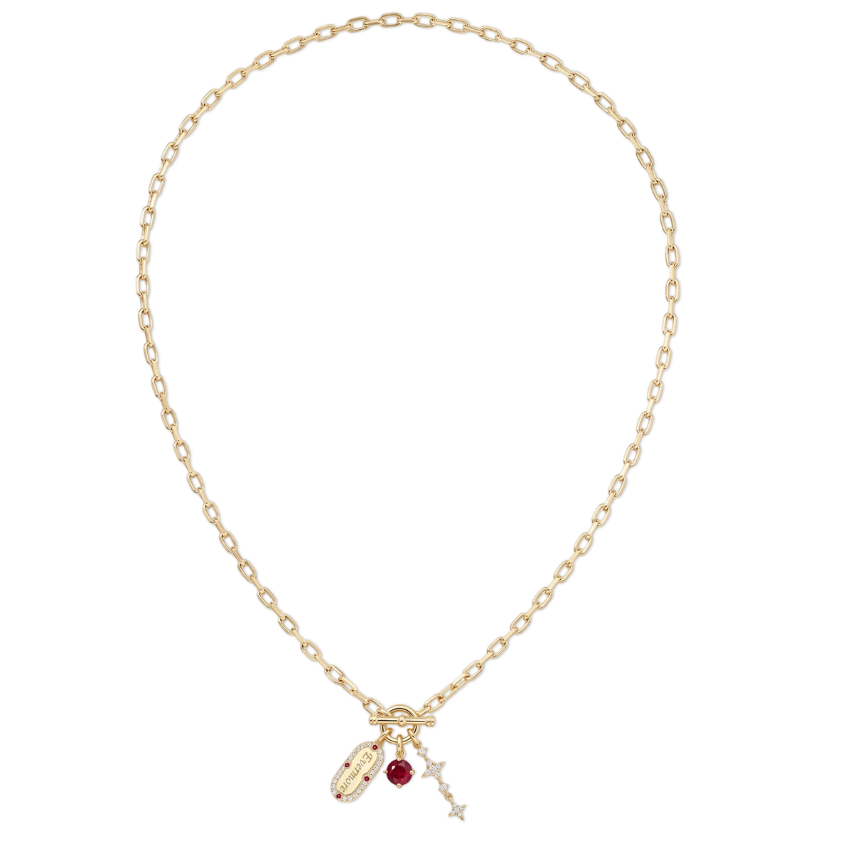 18K Gold Plated 3 Charms Necklace  SN050