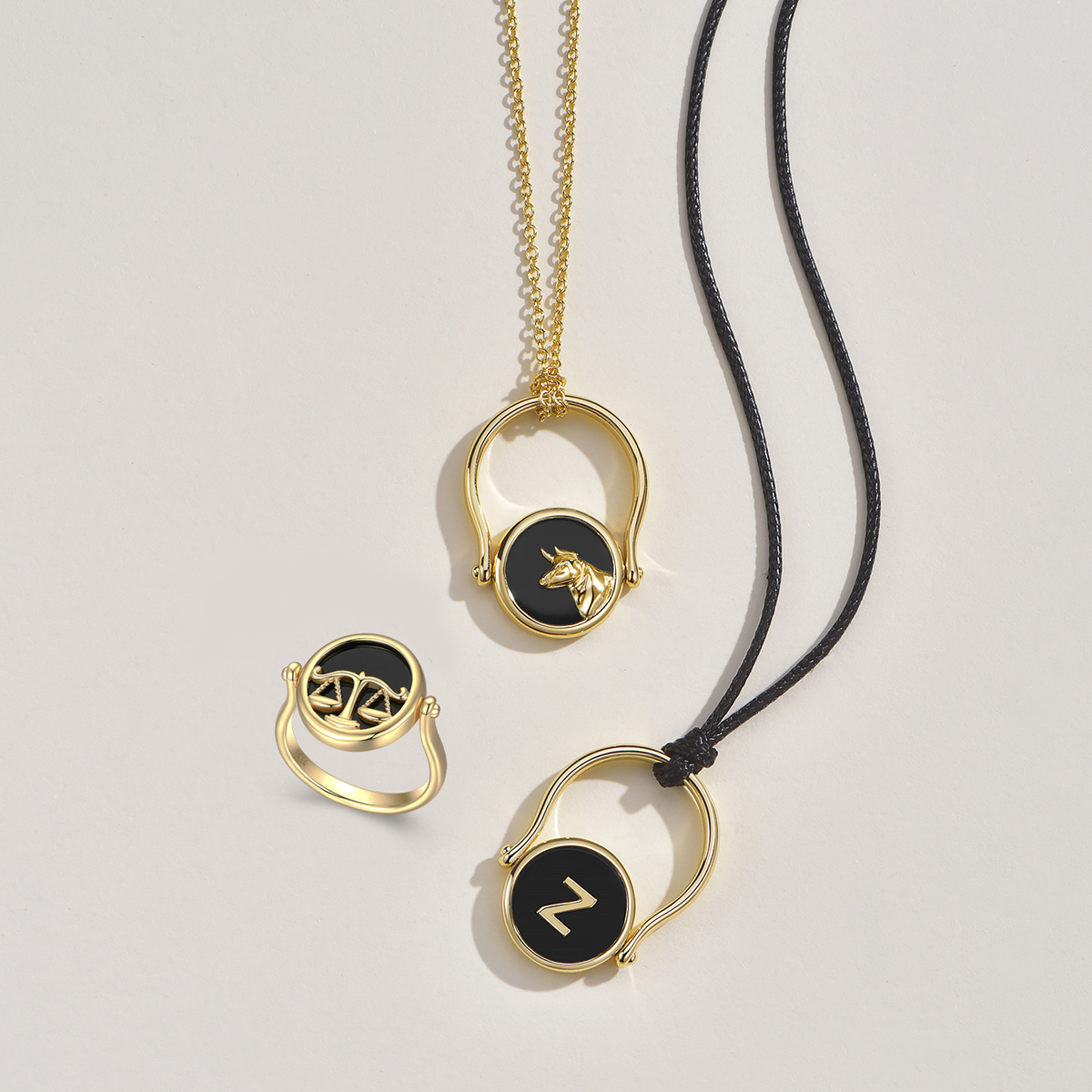 Twin Signet Ring & Pendant SR002G