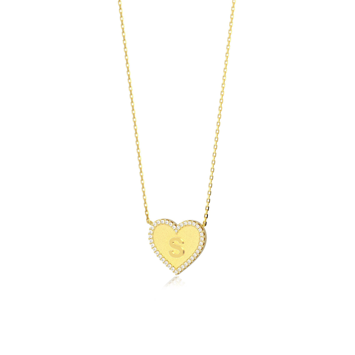18k Gold Plated Silver Heart Initial Necklace AW24N003G