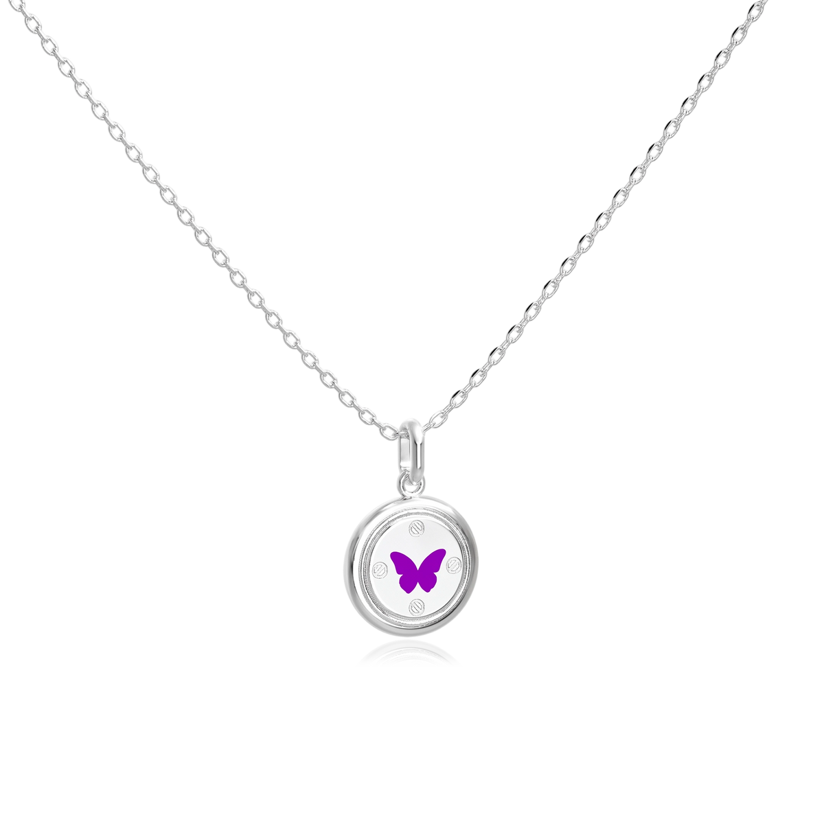 Enamel Charm Necklace Silver SN052