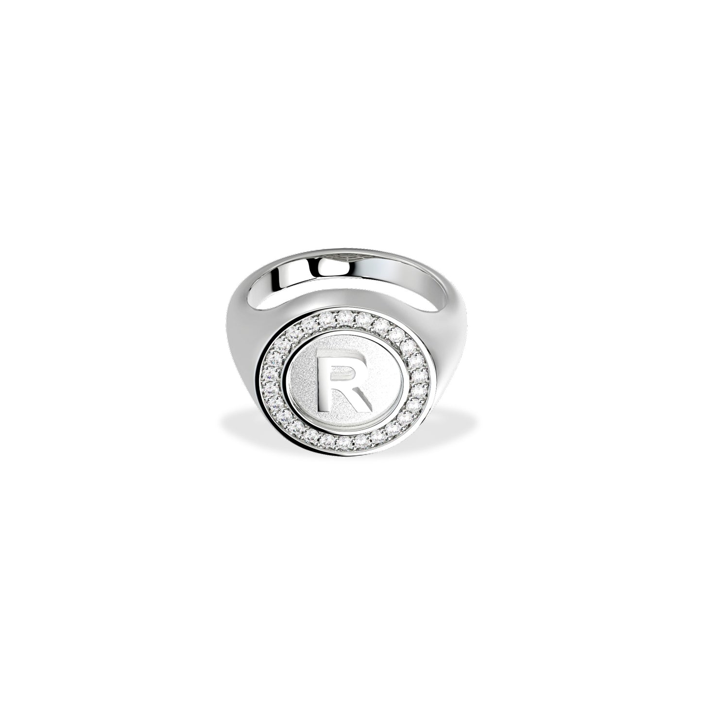 Rhodium Plated Silver Monogram Initial Ring SS25R001R