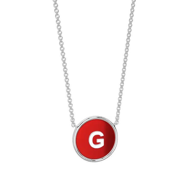 Rhodium Plated Silver Malachite Initial Necklace SS25N002R (Quick Ship)