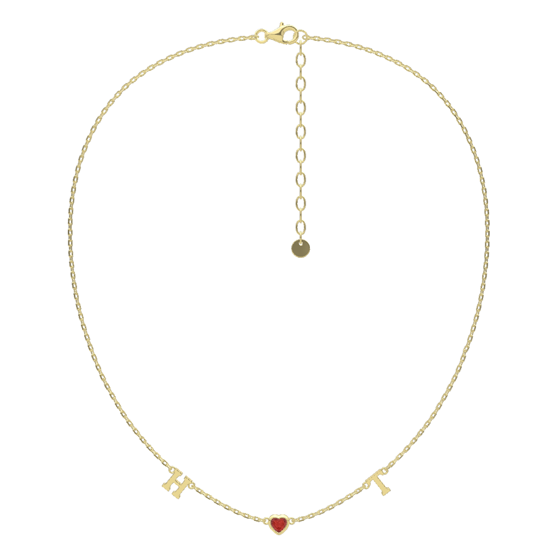 18 Plated Gold July HeartLink Birthstone Necklace SN022BR