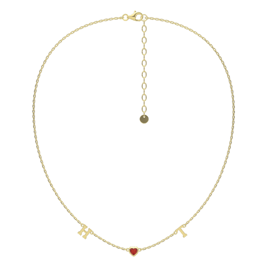 18 Plated Gold July HeartLink Birthstone Necklace SN022BR