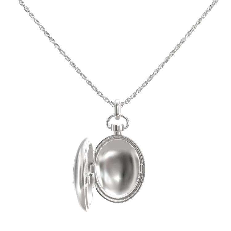 Rhodium Plated Luna Oval Whisper Locket SN011