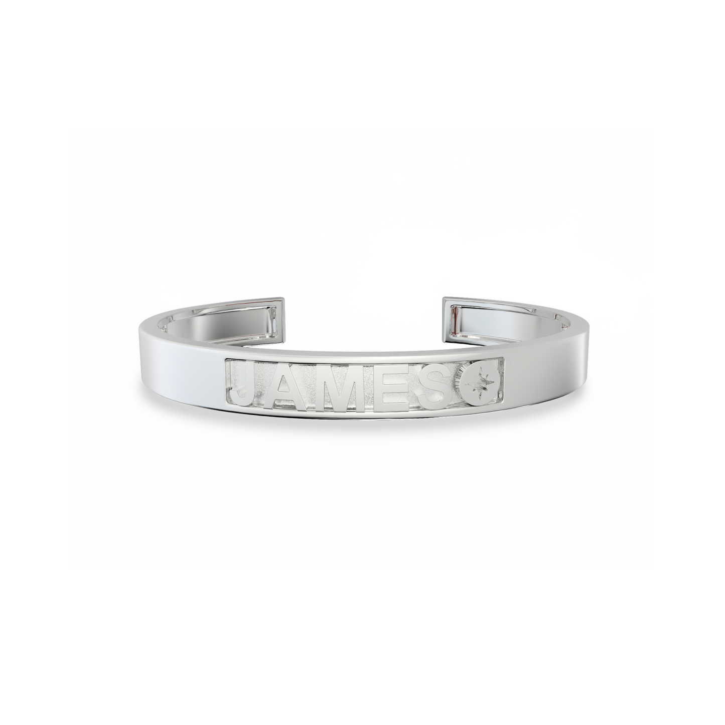 Rhodium Plated Silver CharmMark ModuType Cuff SS25B001R