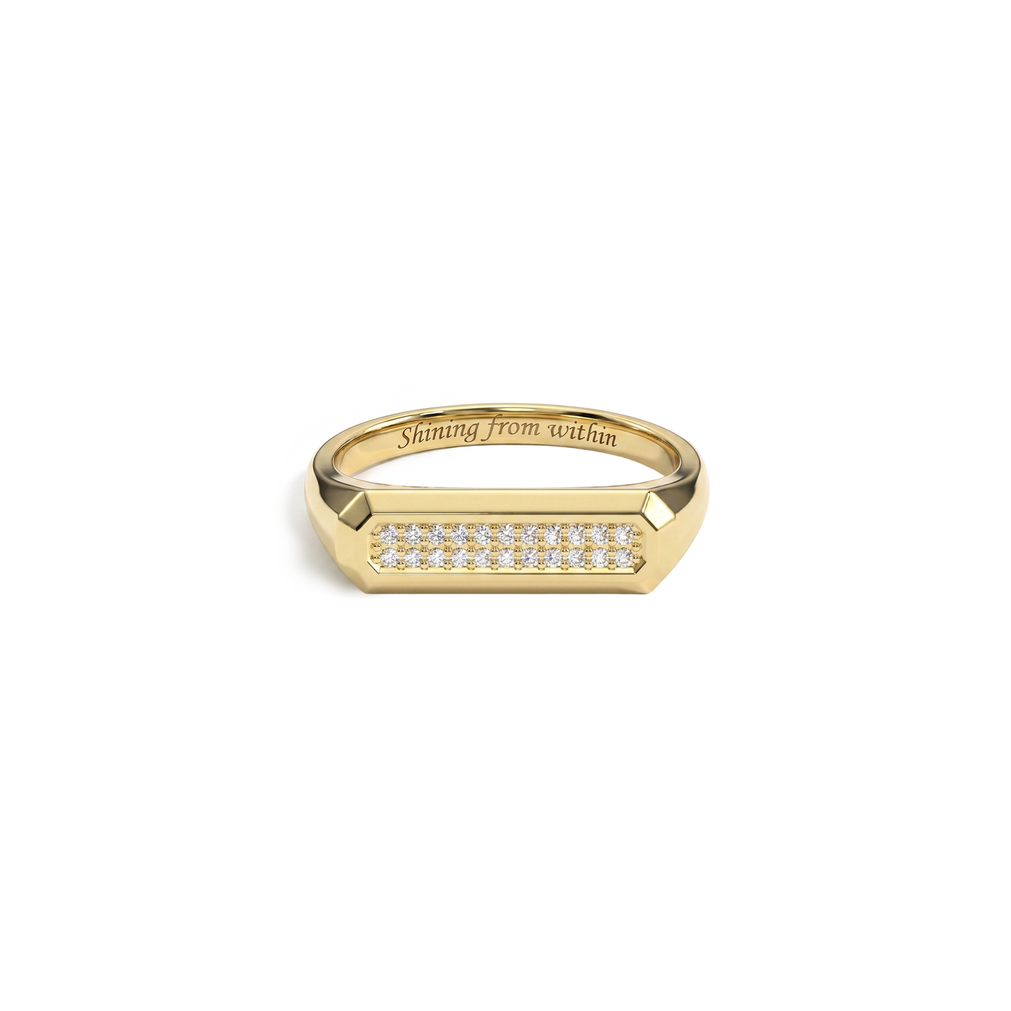 Gold Plated LoveStamp Pave Signet Ring SR011 (Brass)