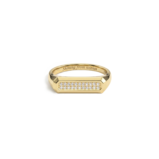 Gold Plated LoveStamp Pave Signet Ring SR011 (Brass)