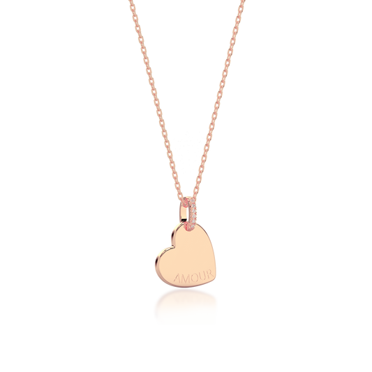 18K Rose Gold Plated Heart Engravable Necklace SS25N001H